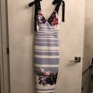 ASOS scuba floral striped dress